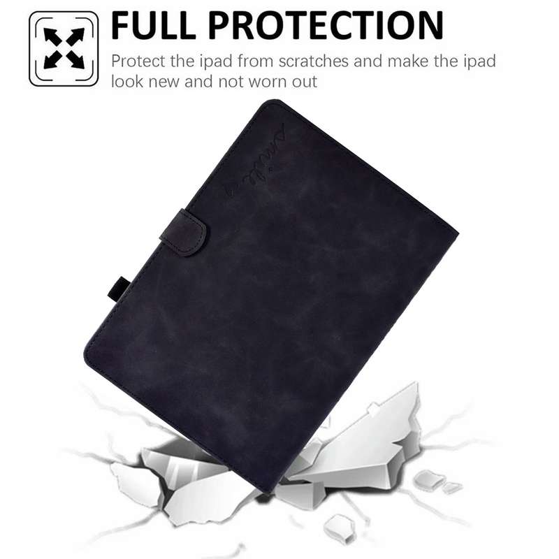 For iPad mini 6 Embossed Smile Flip Tablet Leather Smart Case(Black)