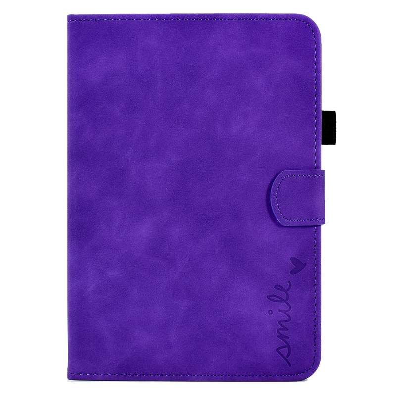 For iPad mini 2024 / mini 6 Embossed Smile Flip Tablet Leather Smart Case(Black)