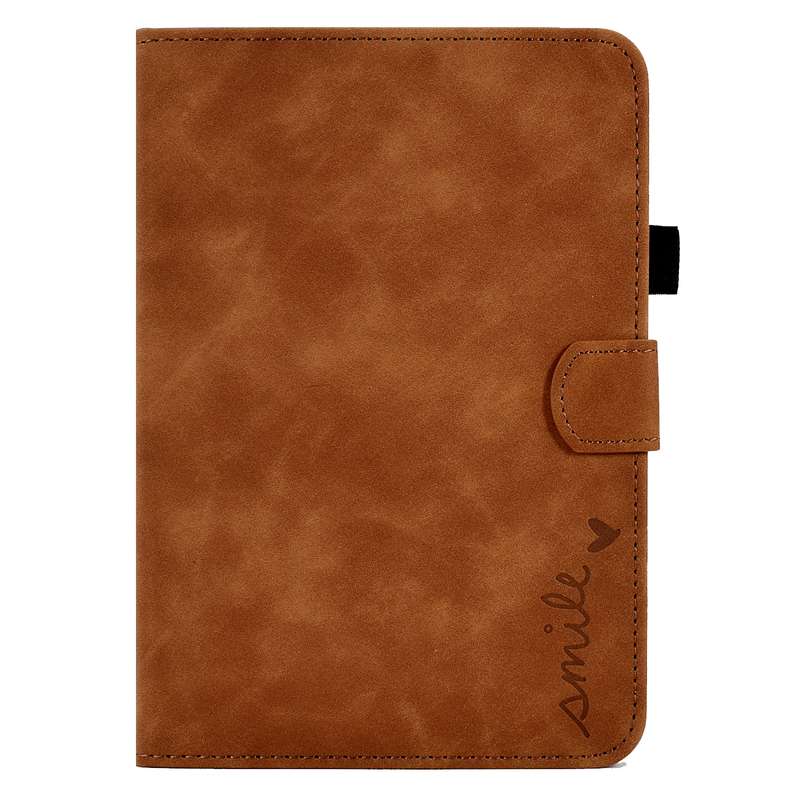 For iPad mini 2024 / mini 6 Embossed Smile Flip Tablet Leather Smart Case(Black)