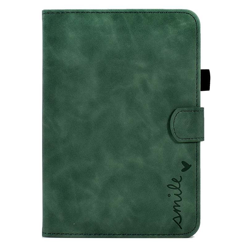 For iPad mini 2024 / mini 6 Embossed Smile Flip Tablet Leather Smart Case(Black)
