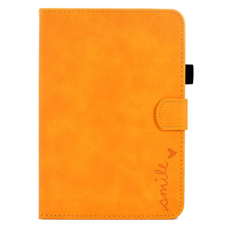 For iPad mini 2024 / mini 6 Embossed Smile Flip Tablet Leather Smart Case(Black)