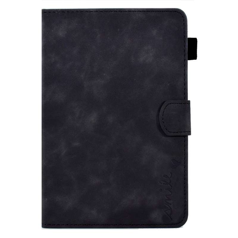 For iPad mini 5/4/3/2/1 Embossed Smile Flip Tablet Leather Smart Case(Red)
