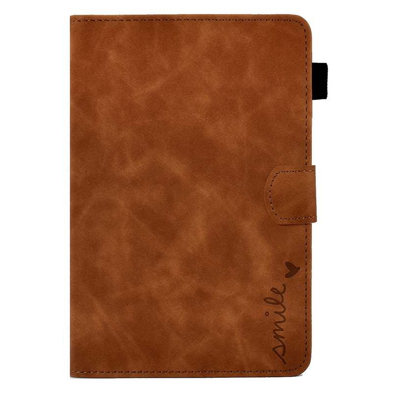 For iPad mini 5/4/3/2/1 Embossed Smile Flip Tablet Leather Smart Case(Red)