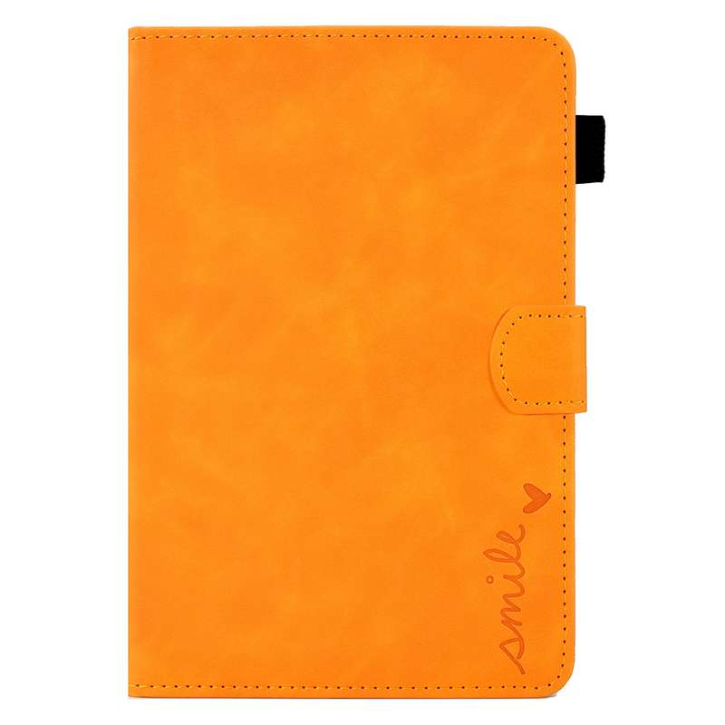 For iPad mini 5/4/3/2/1 Embossed Smile Flip Tablet Leather Smart Case(Red)