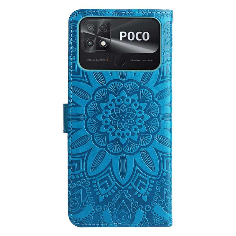 For Xiaomi Poco C40 Embossed Sunflower Leather Phone Case(Purple)
