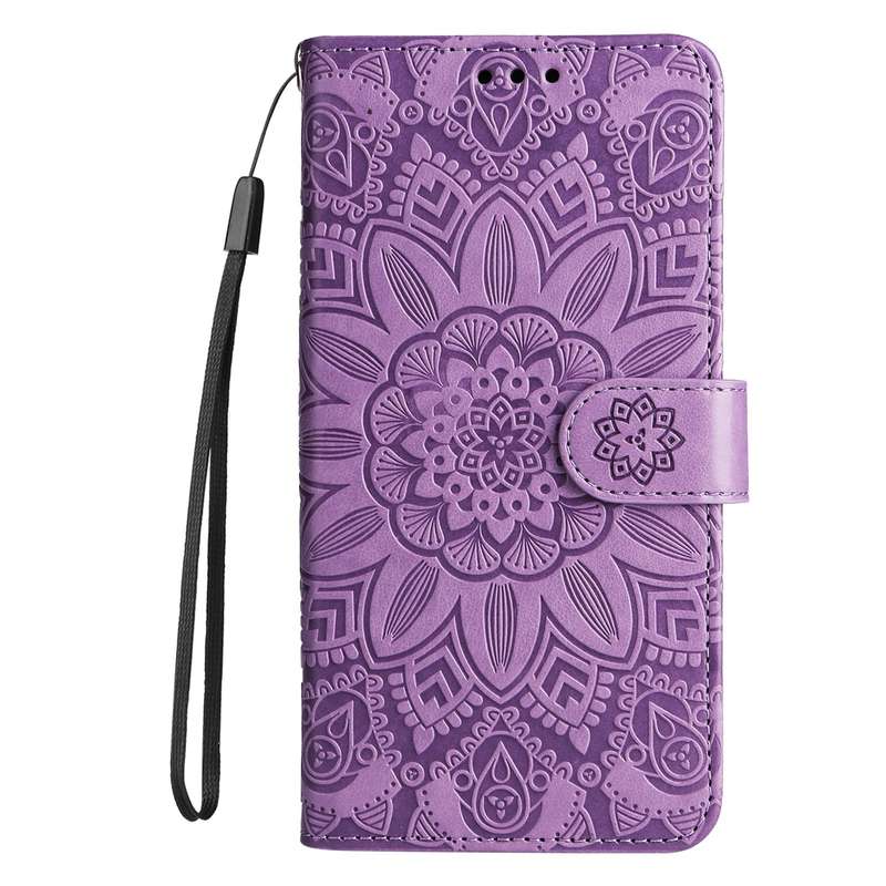 For Xiaomi Poco C40 Embossed Sunflower Leather Phone Case(Purple)
