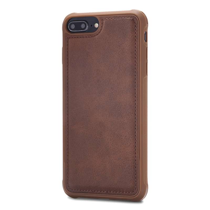 For iPhone 7 Plus / 8 Plus Magnetic Shockproof PC + TPU + PU Leather Protective Case(Coffee)