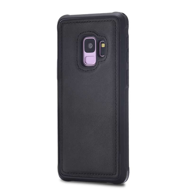 For Galaxy S9 Magnetic Shockproof PC + TPU + PU Leather Protective Case(Black)
