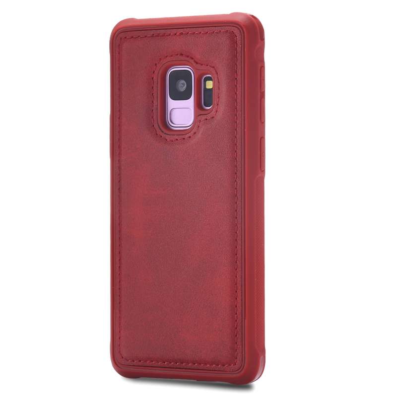 For Galaxy S9 Magnetic Shockproof PC + TPU + PU Leather Protective Case(Black)