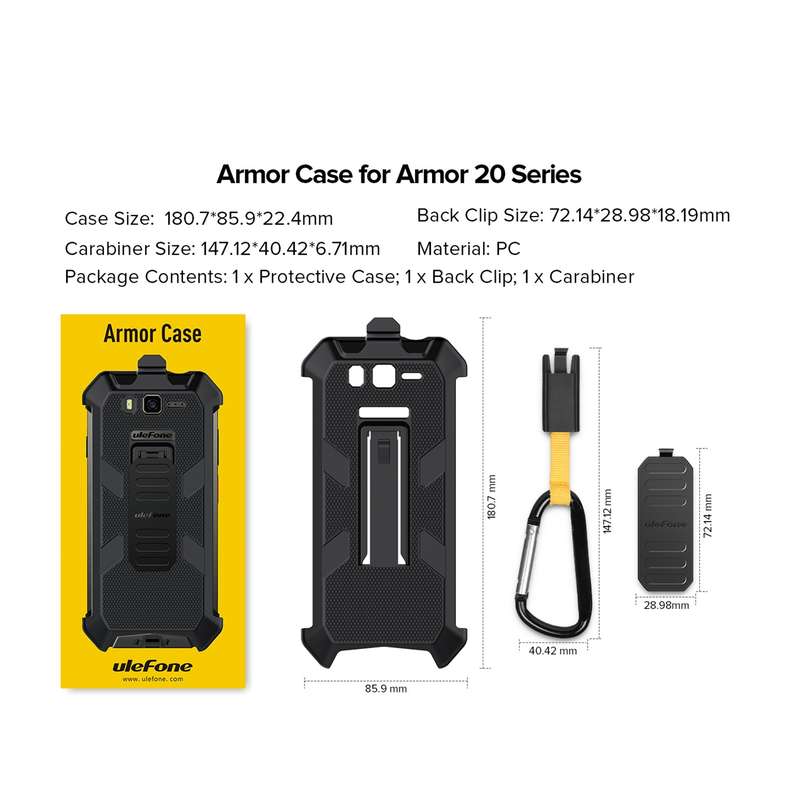 For Ulefone Armor 20WT Ulefone Back Clip Phone Case with Carabiner (Black)