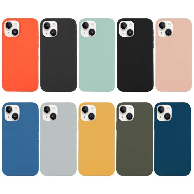 For iPhone 14 Plus Solid Silicone Phone Case(Sand Pink)
