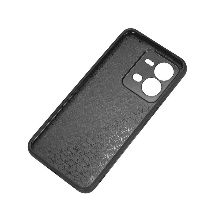 For vivo V25 5G Sewing Cow Pattern Skin PC + PU + TPU Case(Black)