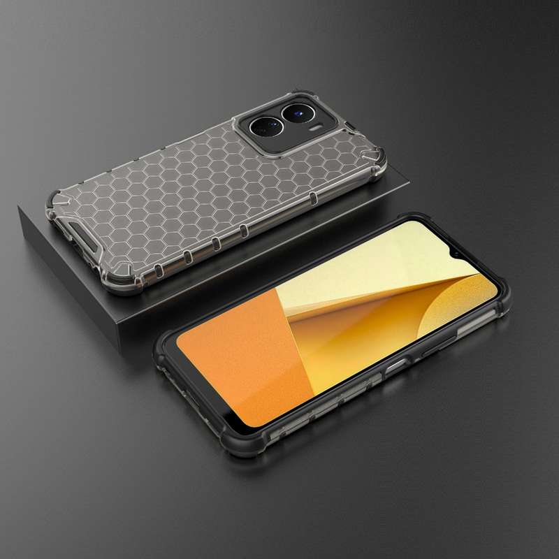 For vivo Y16 4G Global Honeycomb Phone Case(Black)