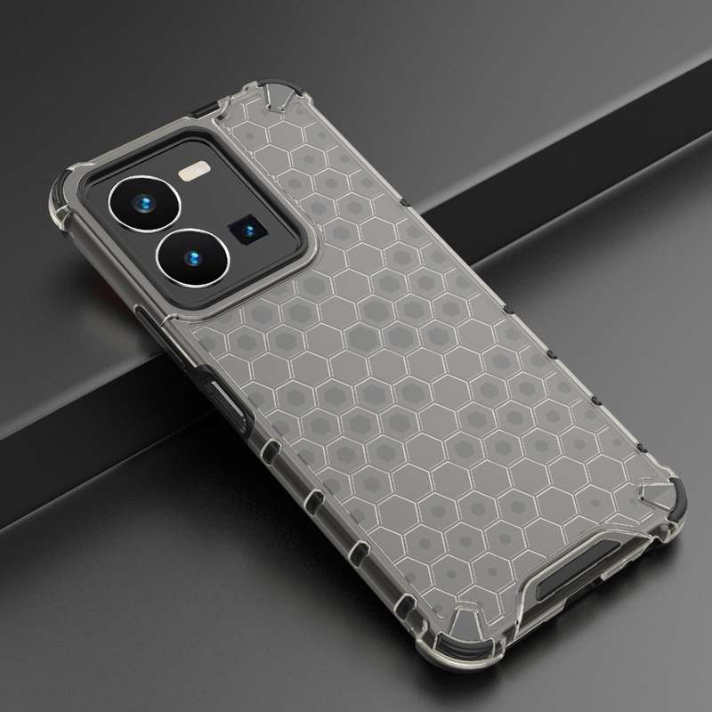 For vivo Y35 4G Global/Y22s 4G Global Honeycomb Phone Case(Black)