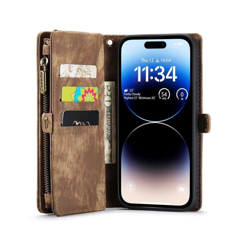 For iPhone 14 Pro Max CaseMe 008 Detachable Multifunctional Leather Phone Case(Black)