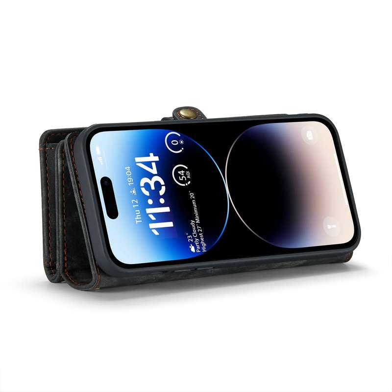 For iPhone 14 Pro Max CaseMe 008 Detachable Multifunctional Leather Phone Case(Black)