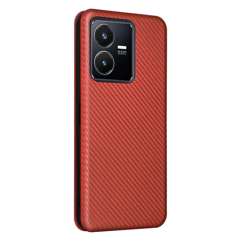 For vivo Y22s / Y35 Carbon Fiber Texture Leather Phone Case(Pink)