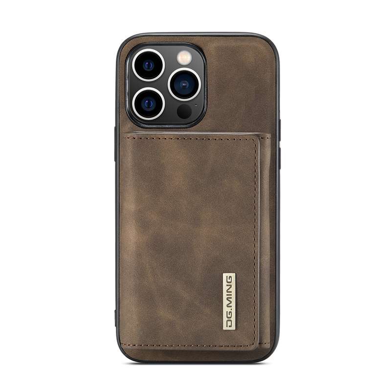 For iPhone 14 Pro DG.MING M1 Series 3-Fold Multi Card Wallet Leather Case(Coffee)