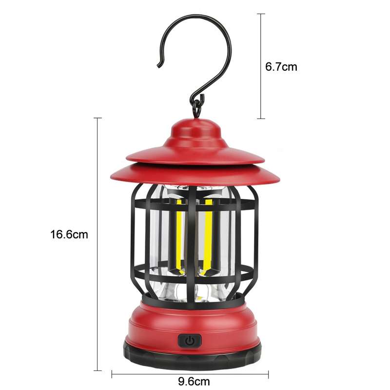 Portable Retro Hanging Lamp Lantern Camping Tent Light, Type:USB Charging(Black)