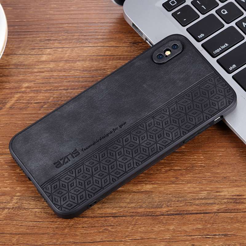For iPhone X / XS AZNS 3D Embossed Skin Feel Phone Case(Brown)
