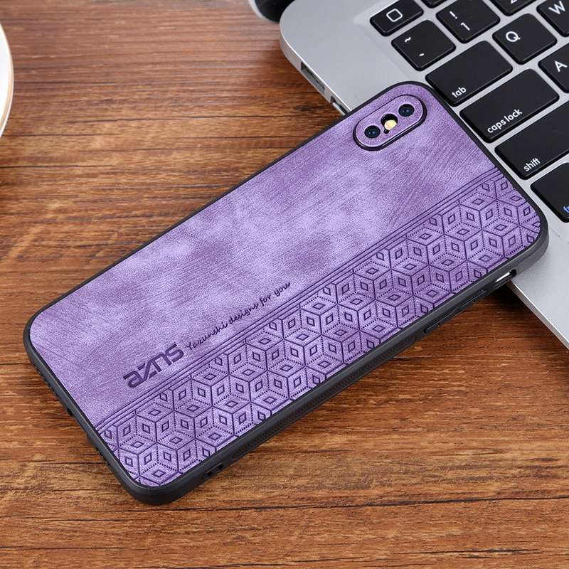 For iPhone X / XS AZNS 3D Embossed Skin Feel Phone Case(Brown)