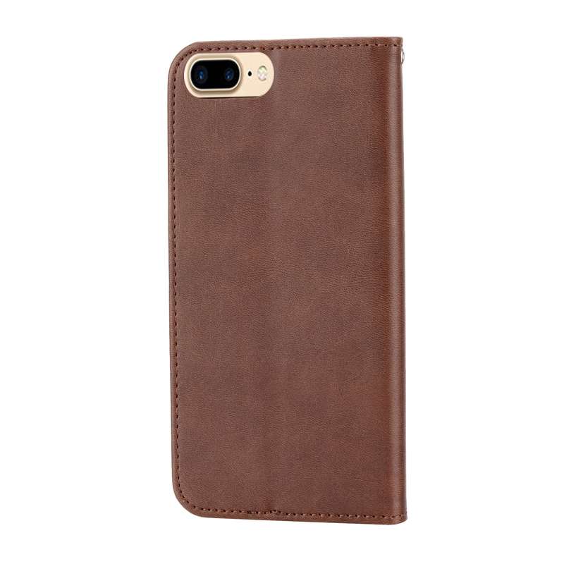 For iPhone 7 Plus / 8 Plus Cubic Grid Calf Texture Magnetic Closure Leather Phone Case(Brown)