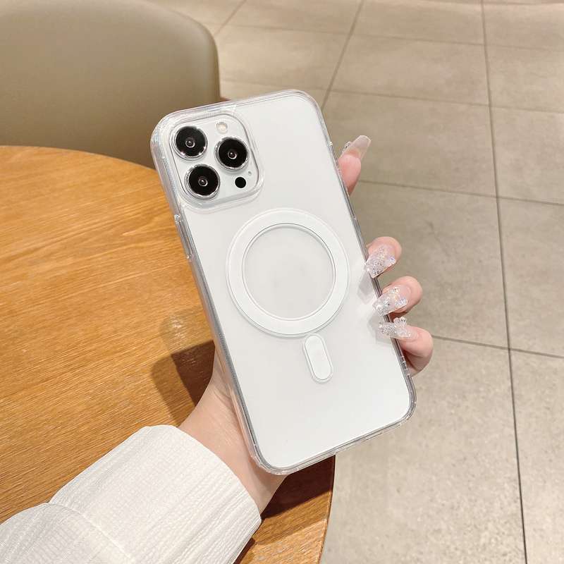 For iPhone 14 Pro Max MagSafe Magnetic Clear Acrylic TPU Case