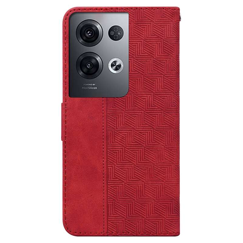 For OPPO Reno8 Pro Geometric Embossed Flip Leather Phone Case(Black)