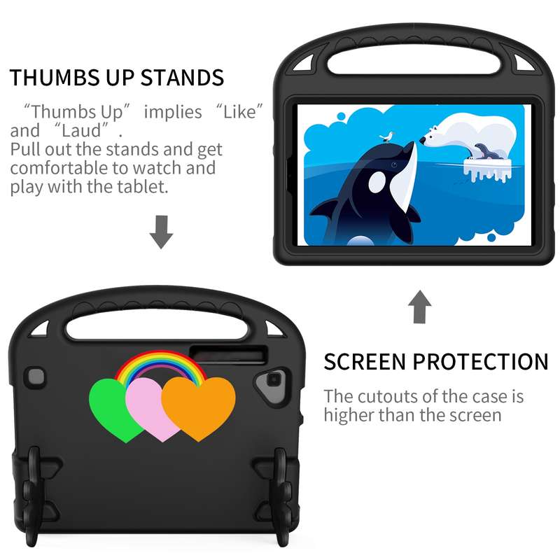 For Samsung Tab S6 Lite Love Small Palm Holder EVA Tablet Case(Black)