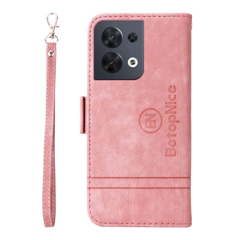 For OPPO Reno8 5G Global BETOPNICE Dual-side Buckle Leather Phone Case(Pink)