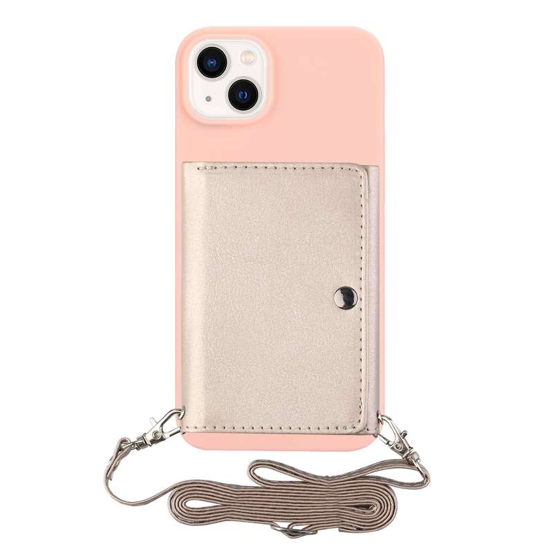For iPhone 14 Crossbody Lanyard Wallet Card Bag Phone Case(Coffee)