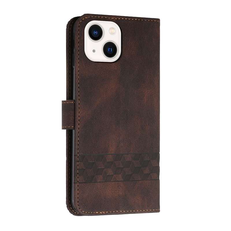 For iPhone 14 Cubic Skin Feel Flip Leather Phone Case(Green)