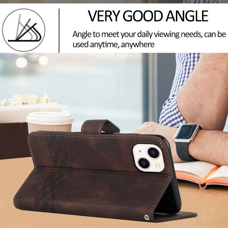 For iPhone 14 Cubic Skin Feel Flip Leather Phone Case(Green)