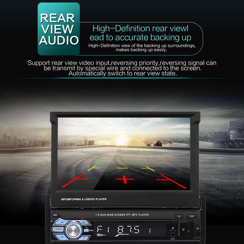 9601 7 inch Car Electric Retractable MP5 Player Supports Bluetooth Hand-free Calling Reverse