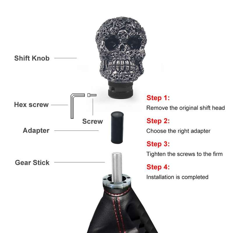 Car Skull Manual Shift Lever Gear Head(Black)