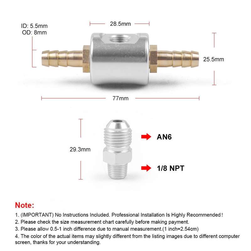 Universal Car 1/8 NPT 0-160 psi Fuel Pressure Gauge with Adaptor