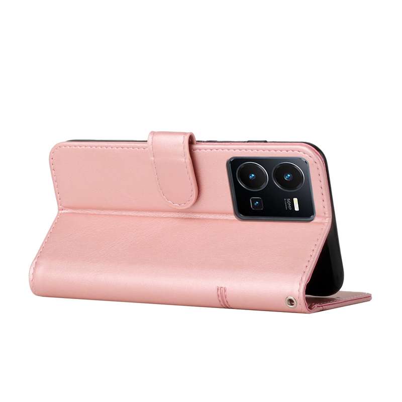 For vivo Y35 4G/Y22s/Y22 Stitching Calf Texture Buckle Leather Phone Case(Pink)