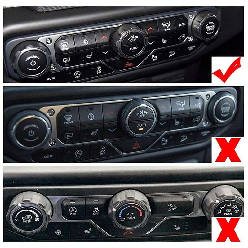 For Jeep Wrangler 2018-2021 4 in 1 Car Air Conditioner Switch Headlight Button Knob Cover Trim(Red)