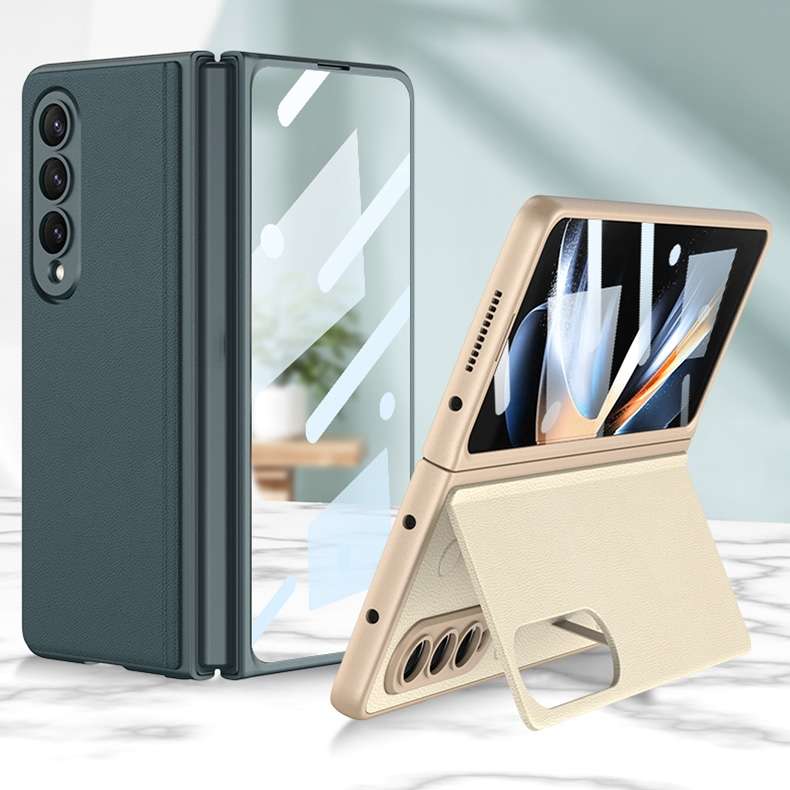 For Samsung Galaxy Z Fold4 GKK Integrated Ultra-thin Folding Leather Phone Case with Stand(Green)