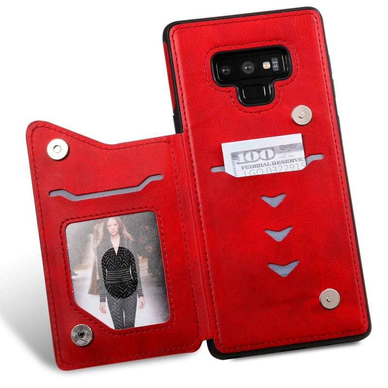 For Galaxy Note 9 Shockproof Calf Texture Protective Case with Holder & Card Slots & Frame(Coffee)
