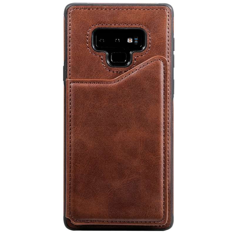 For Galaxy Note 9 Shockproof Calf Texture Protective Case with Holder & Card Slots & Frame(Coffee)