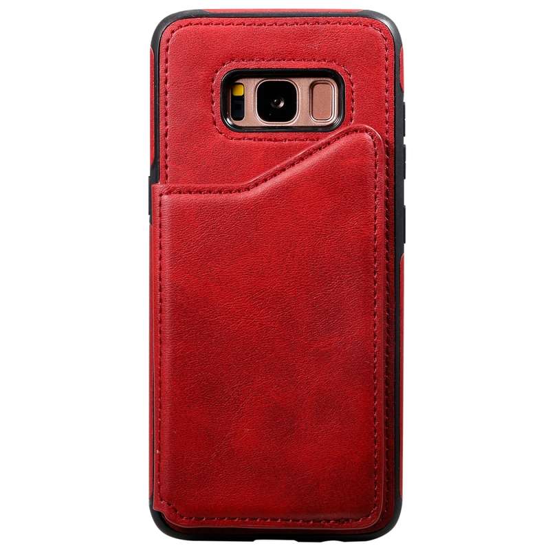For Galaxy S8 Shockproof Calf Texture Protective Case with Holder & Card Slots & Frame(Blue)