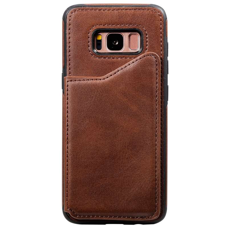 For Galaxy S8 Shockproof Calf Texture Protective Case with Holder & Card Slots & Frame(Blue)