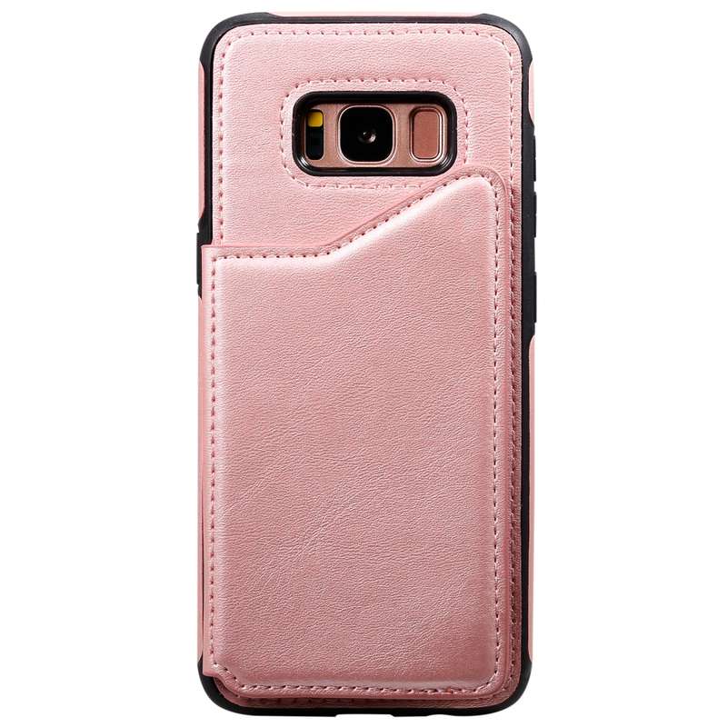 For Galaxy S8 Shockproof Calf Texture Protective Case with Holder & Card Slots & Frame(Blue)