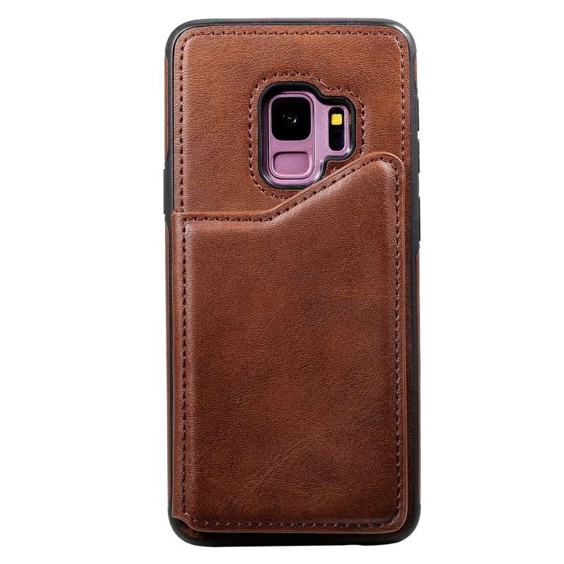For Galaxy S9 Shockproof Calf Texture Protective Case with Holder & Card Slots & Frame(Rose Gold)