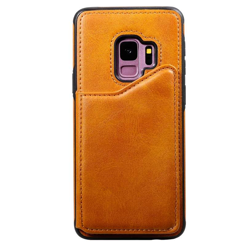 For Galaxy S9 Shockproof Calf Texture Protective Case with Holder & Card Slots & Frame(Rose Gold)