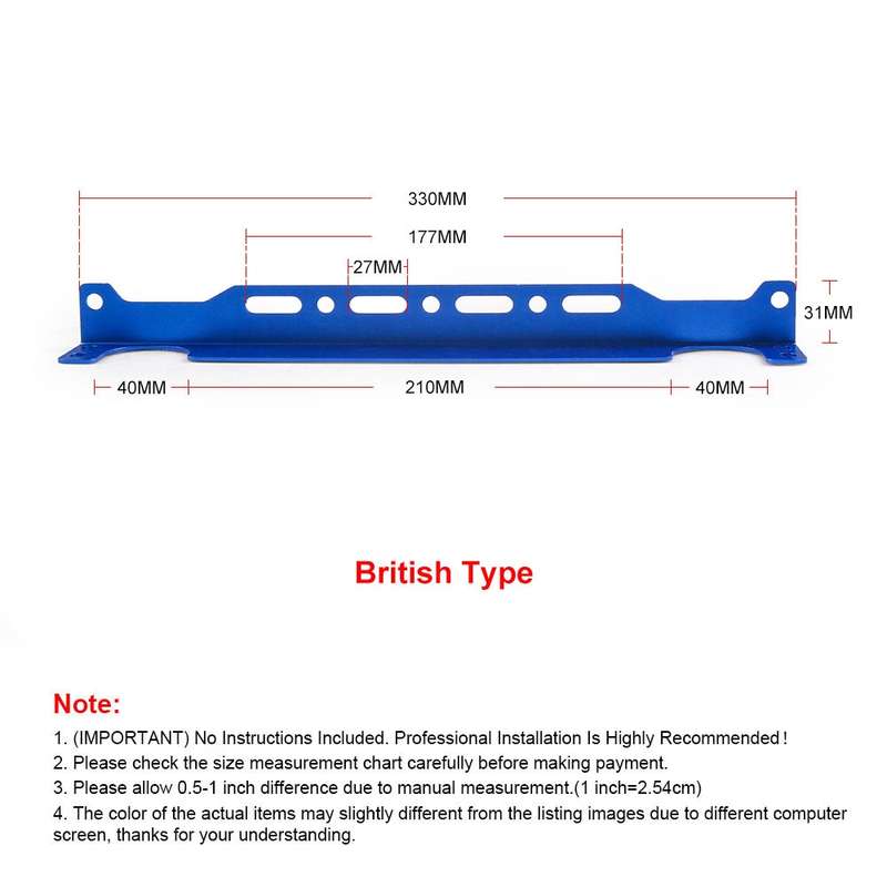 British 330mm Car Engine Oil Cooler Mounting Bracket Kit(Blue)