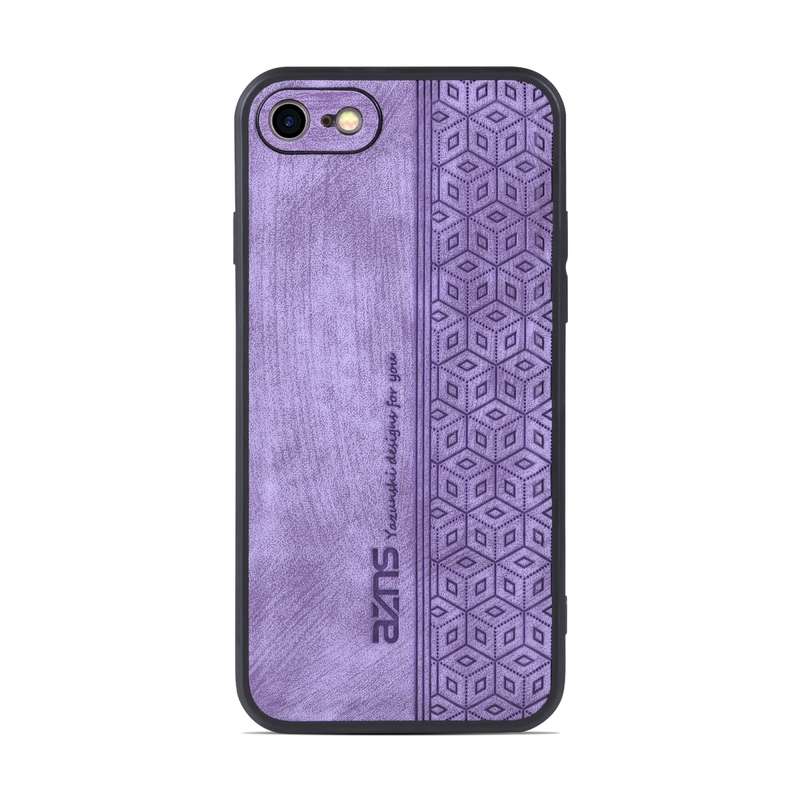 For iPhone SE 2022 / SE 2020 / 8 / 7 AZNS 3D Embossed Skin Feel Phone Case(Brown)