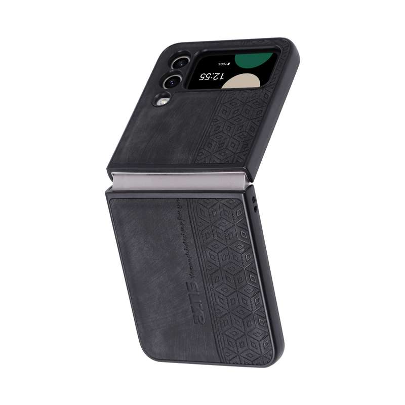 For Samsung Galaxy Z Flip4 5G AZNS 3D Embossed Skin Feel Phone Case(Black)