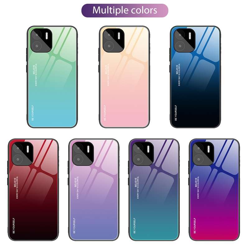 For Xiaomi Redmi A1 4G Gradient Color Glass Phone Case(Blue Black)